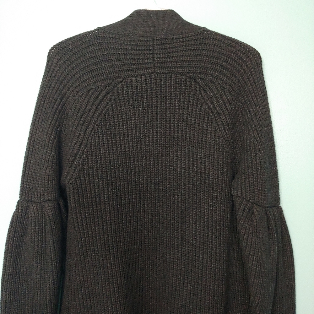 ANTHROPOLOGIE KNITTED & KNOTTED DARK Gray MAJELLA Open Front WOOL BLEND CARDIGAN - Picture 9 of 16